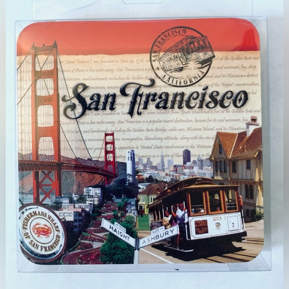 Set 4 Golden Gate Bridge Haight Ashbury Coit Coasters San Francisco cable car - Picture 1 of 3